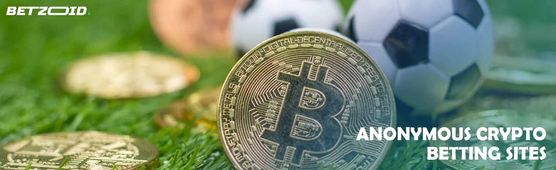 Bitcoin coins next to soccer ball.
