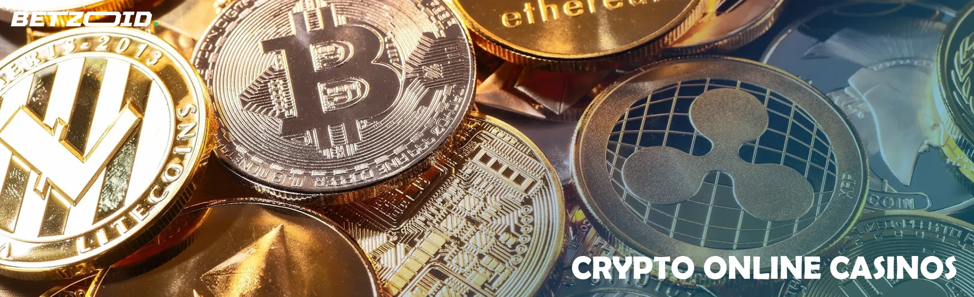Coins of various cryptocurrencies.