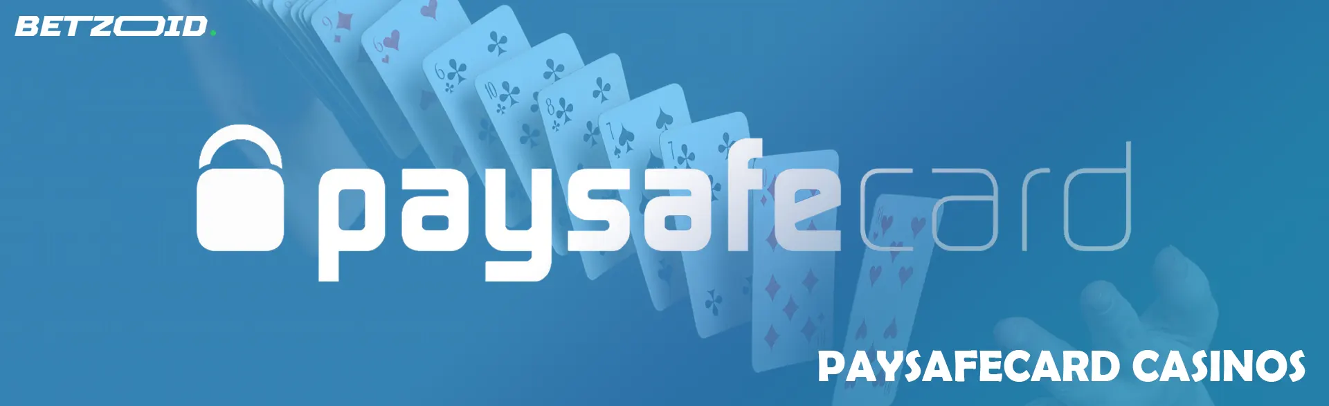 Paysafecard logo against a background of playing cards.