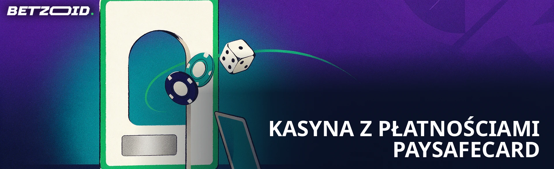 Ilustracja: przedpłacona karta voucherowa w formie bramy, przez którą przetaczają się żetony kasynowe i kostka do gry.