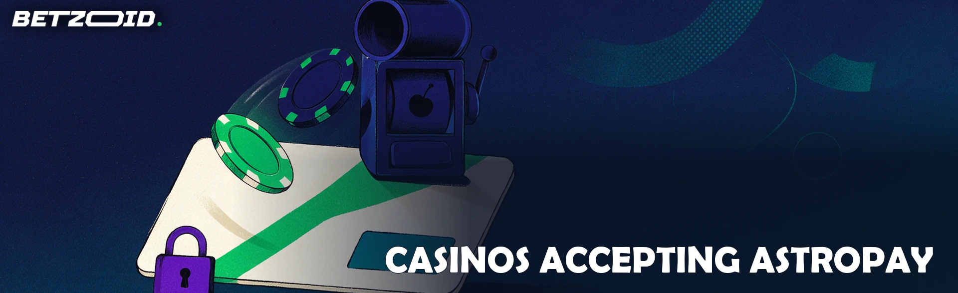 Illustration of casino chips rolling up a prepaid payment card ramp into a slot machine reel, with a small padlock nearby.