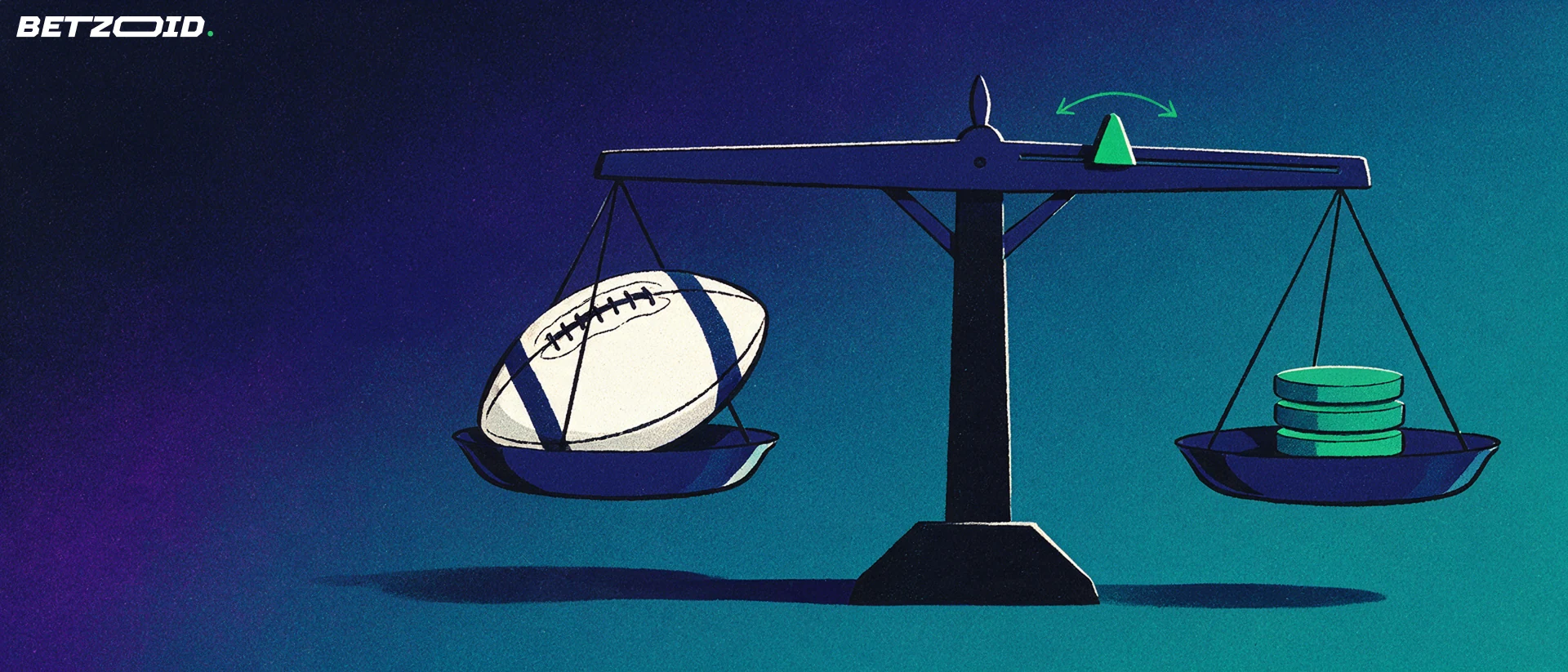 Ilustración de una balanza con un balón de fútbol en un platillo y discos de ventaja en el otro, con un marcador deslizante en el brazo.