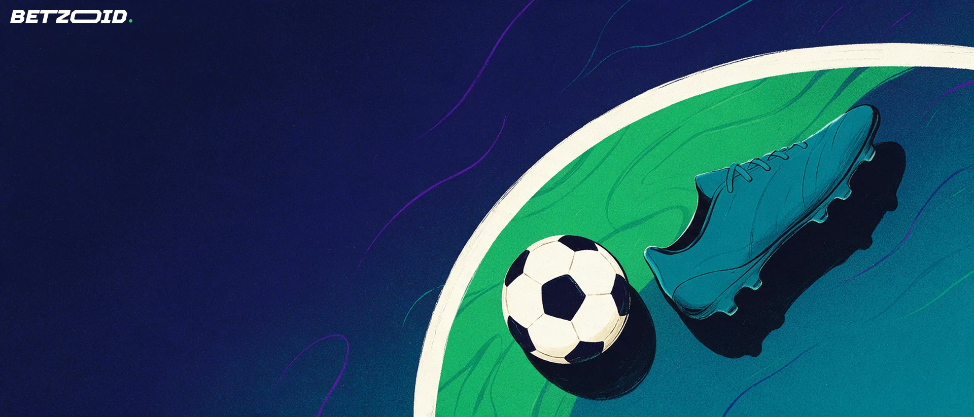 A football boot and ball beside the touchline.