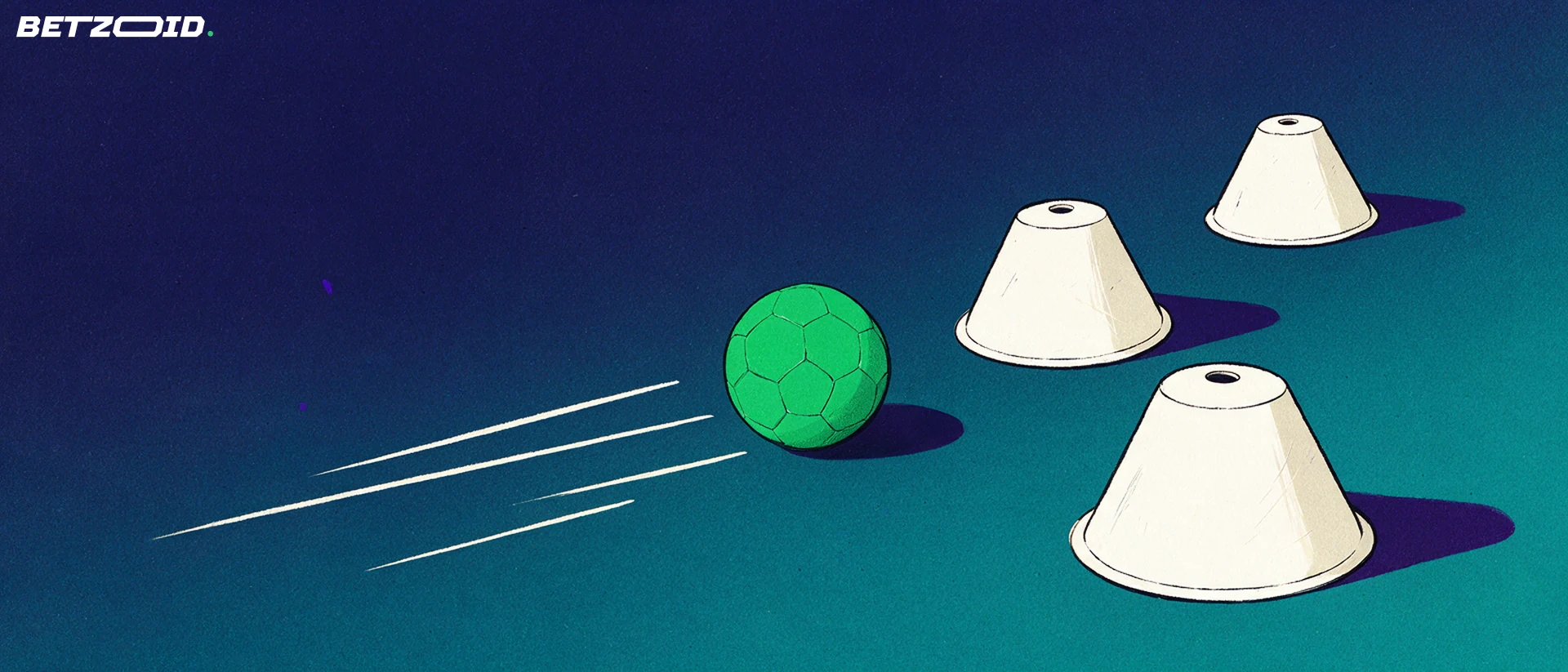 Training cones and a football show passing routes.