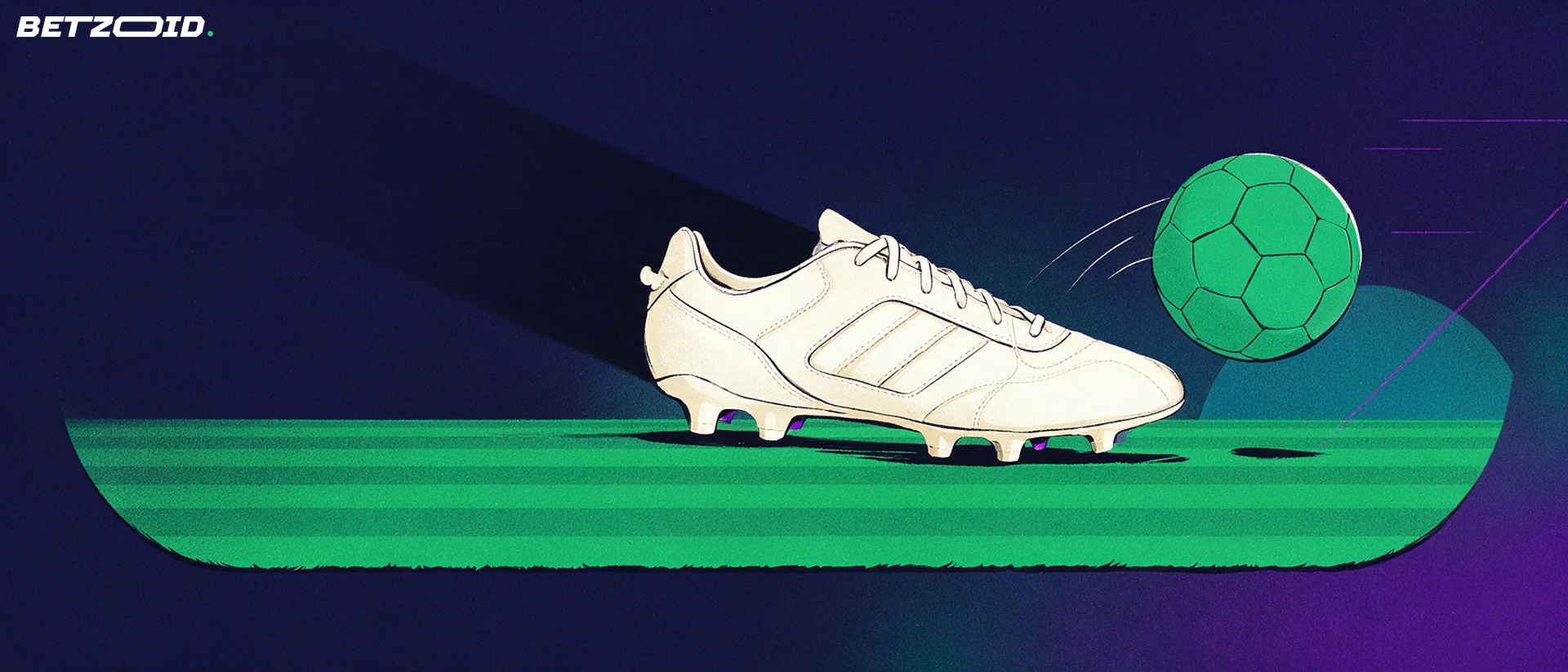 Fussballschuh und Ball an der Seitenlinie.