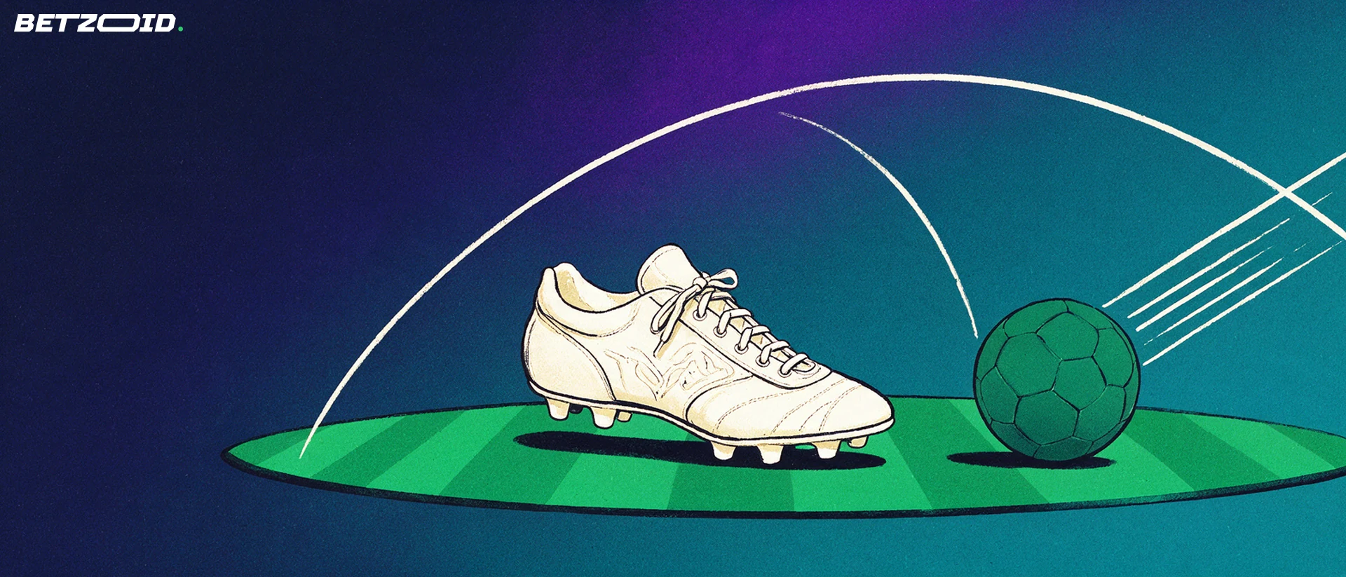 A football boot and ball beside the touchline.