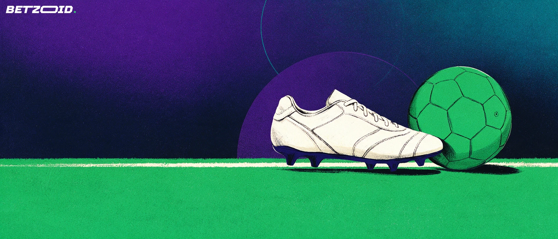 A football boot and ball beside the touchline.