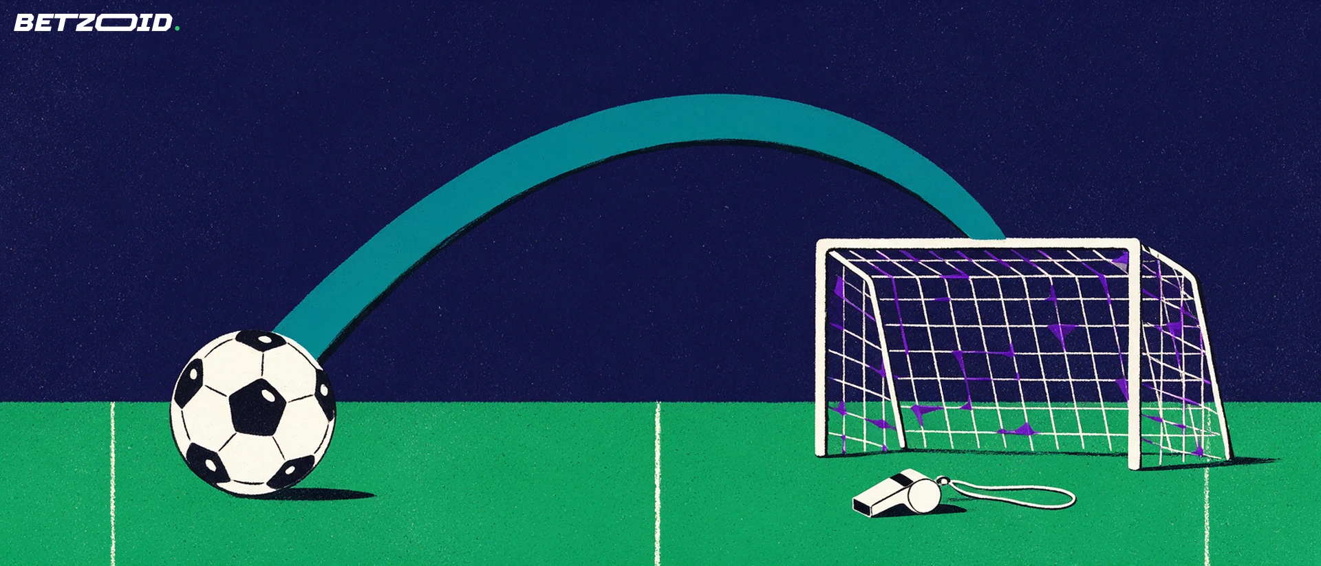 Ilustración de un campo, un balón y el análisis táctico del fútbol.