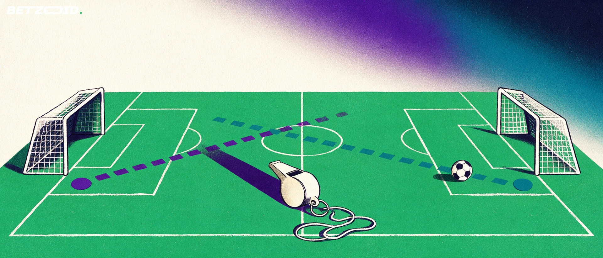 Ilustración de un campo, un balón y el análisis táctico del fútbol.
