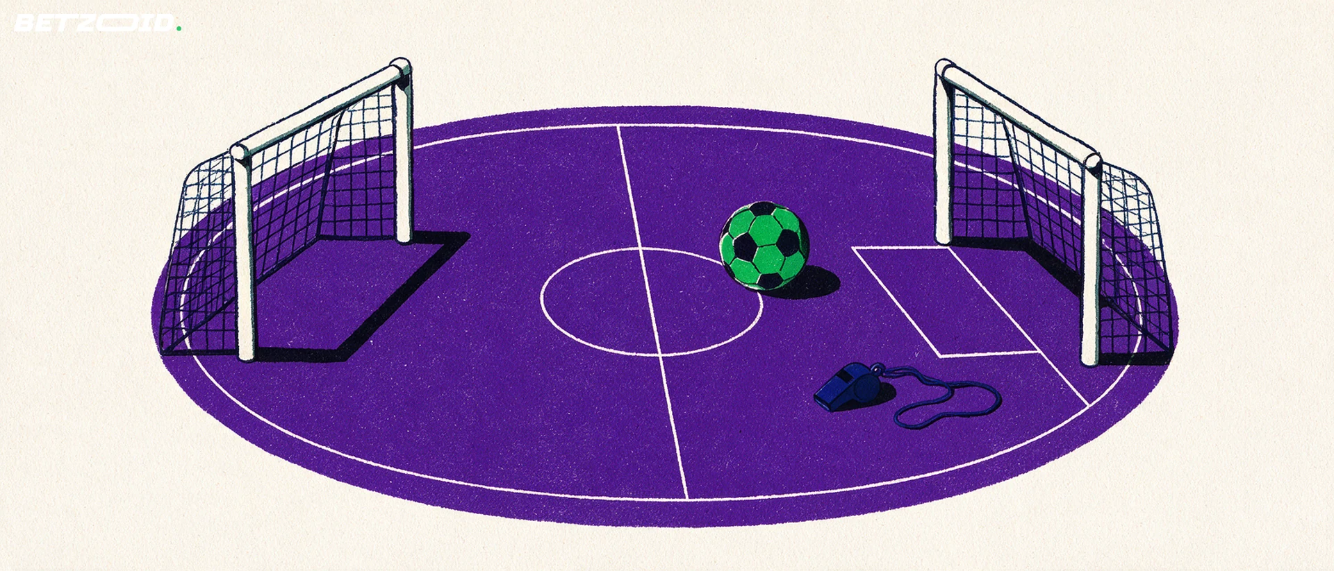 Illustration of a football pitch, ball and tactical analysis.