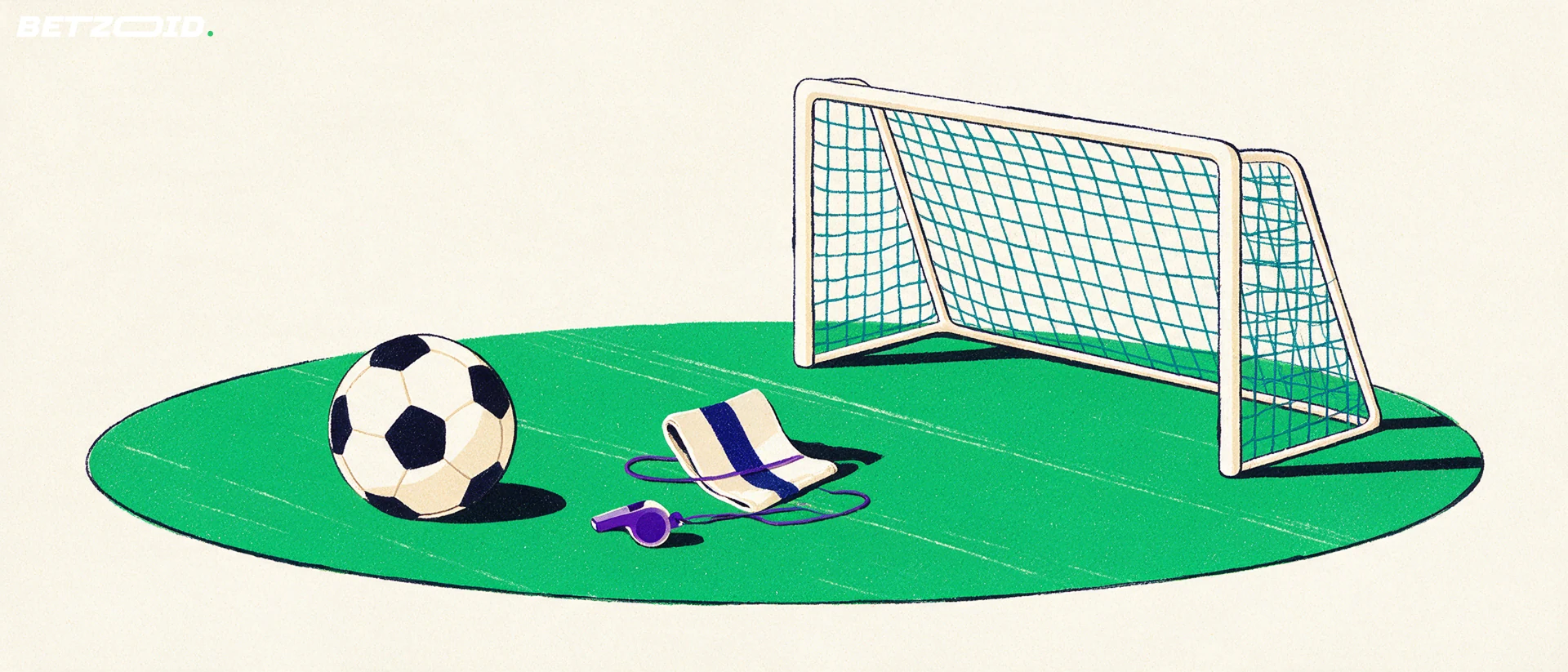 Illustration of a football pitch, ball and tactical analysis.