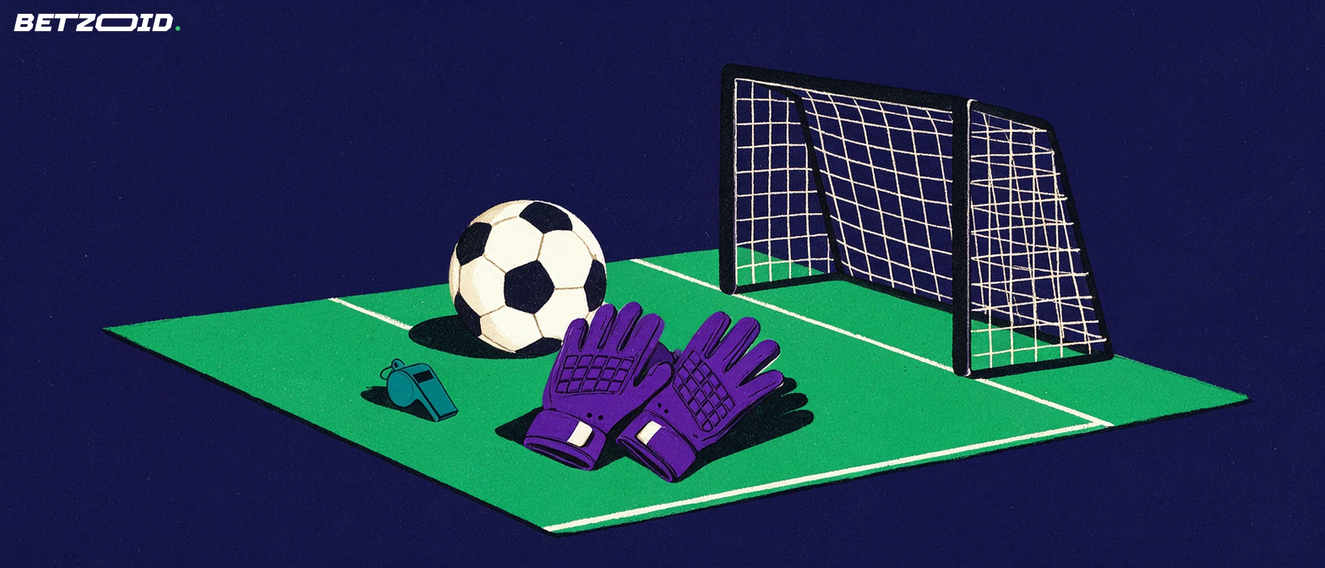 Illustration of a football pitch, ball and tactical analysis.