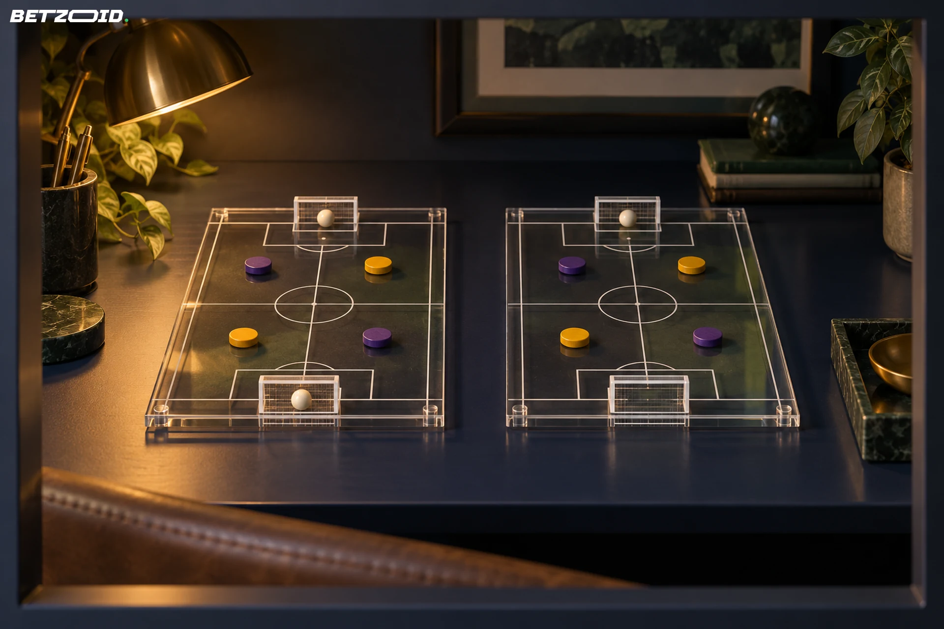 Two clear pitch models compare a ball in both goals with a ball at only one end.
