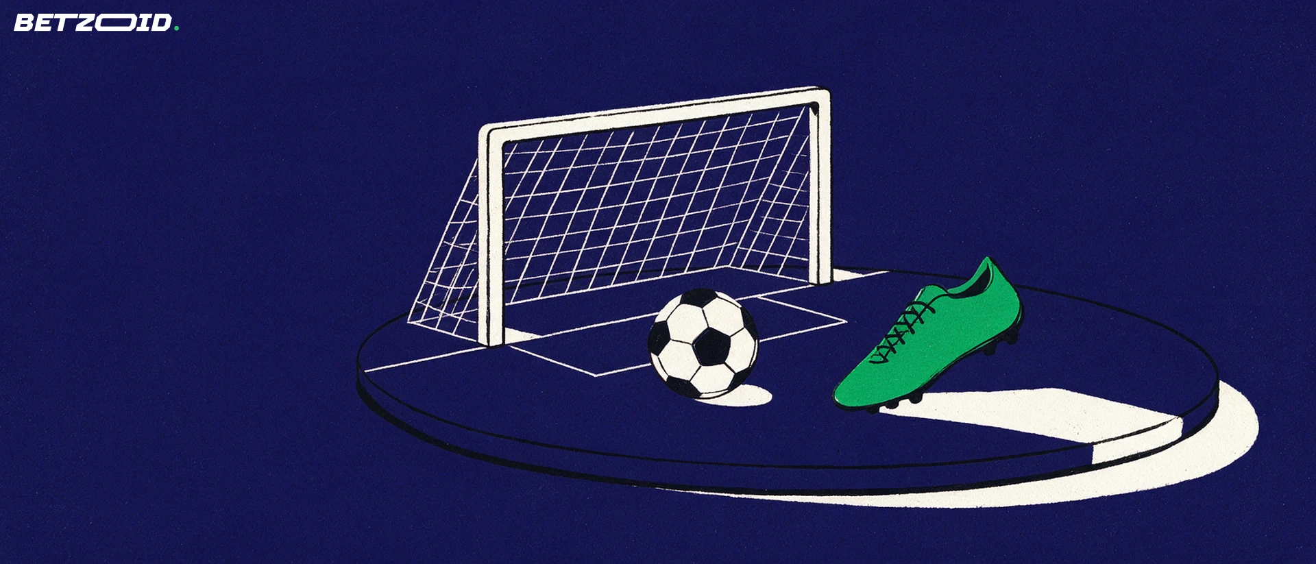 Illustration of a football pitch, ball and tactical analysis.
