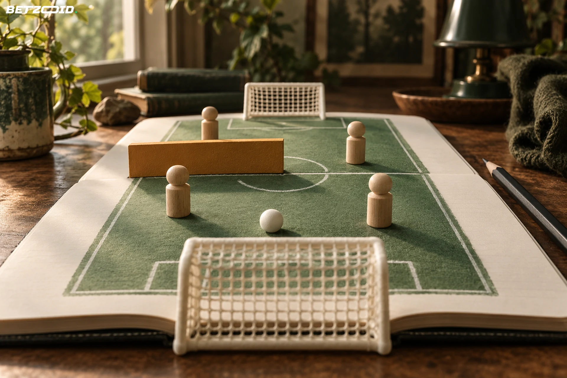 A movable barrier leaves a lane through a miniature pitch on a blank notebook.