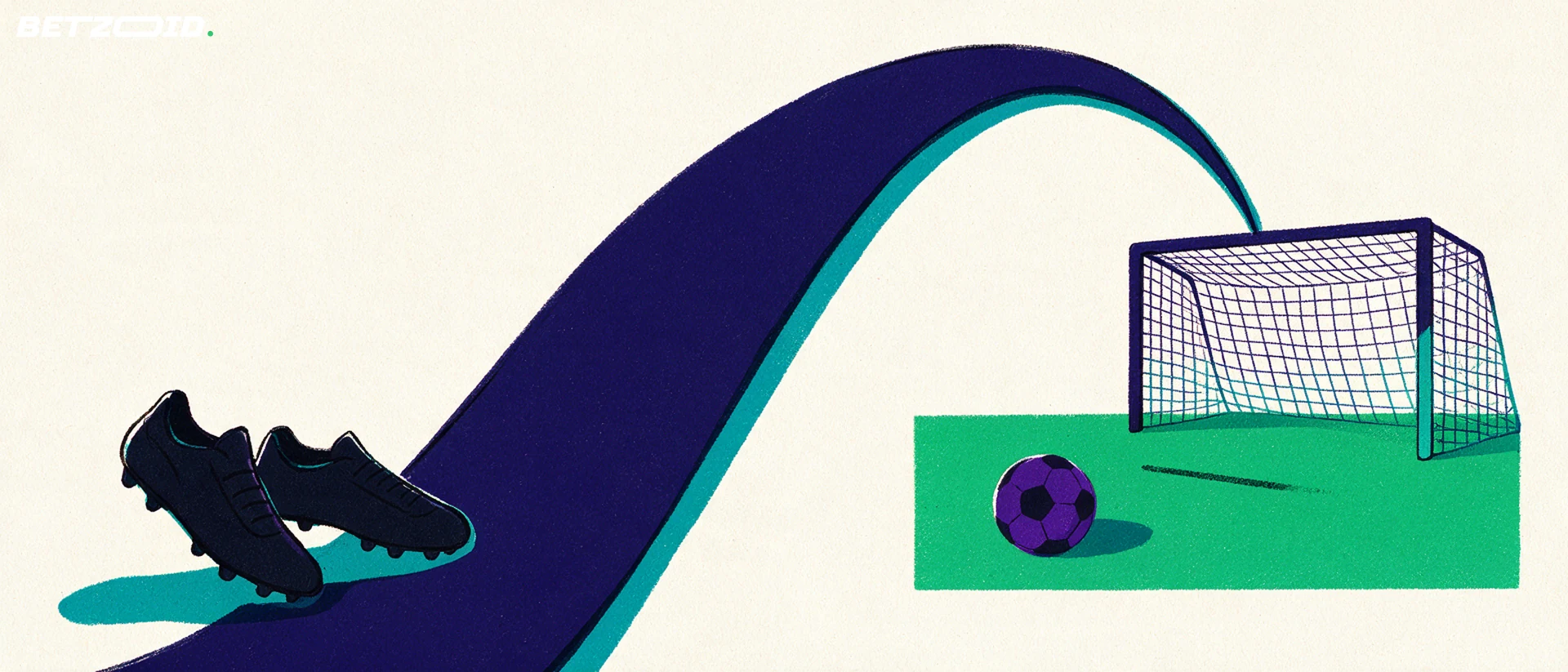 Ilustración de un campo, un balón y el análisis táctico del fútbol.