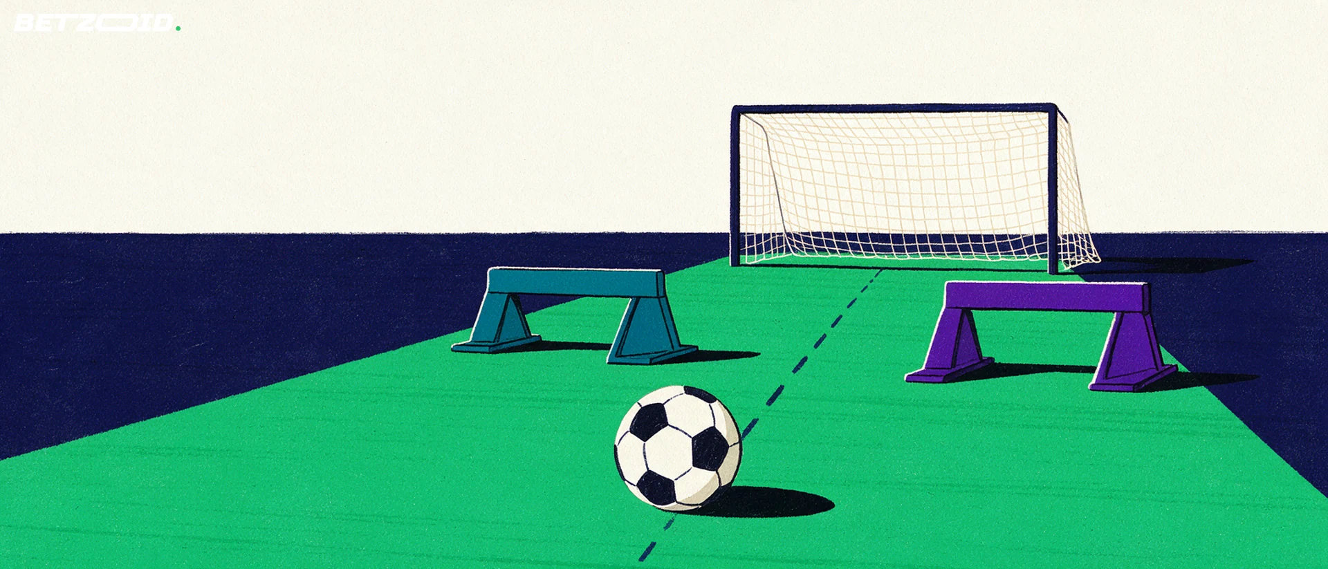 Ilustración de un campo, un balón y el análisis táctico del fútbol.
