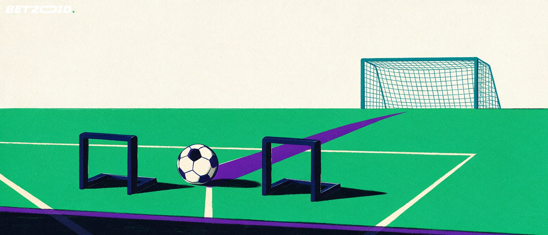 Ilustración de un campo, un balón y el análisis táctico del fútbol.