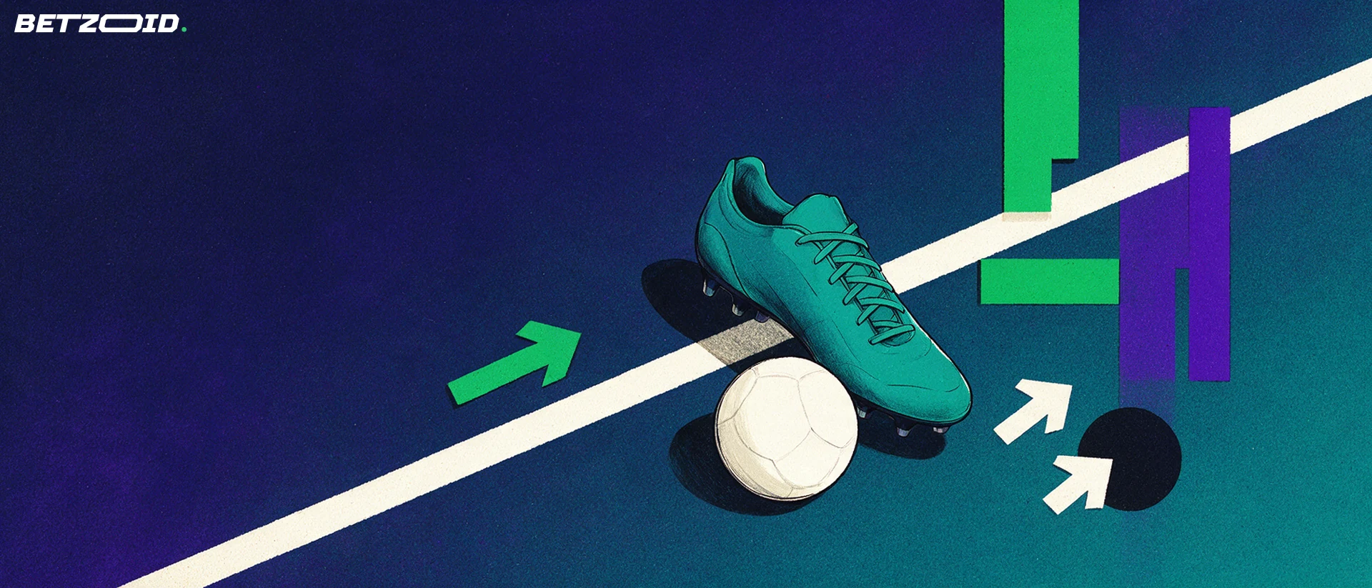 A football boot and ball beside the touchline.