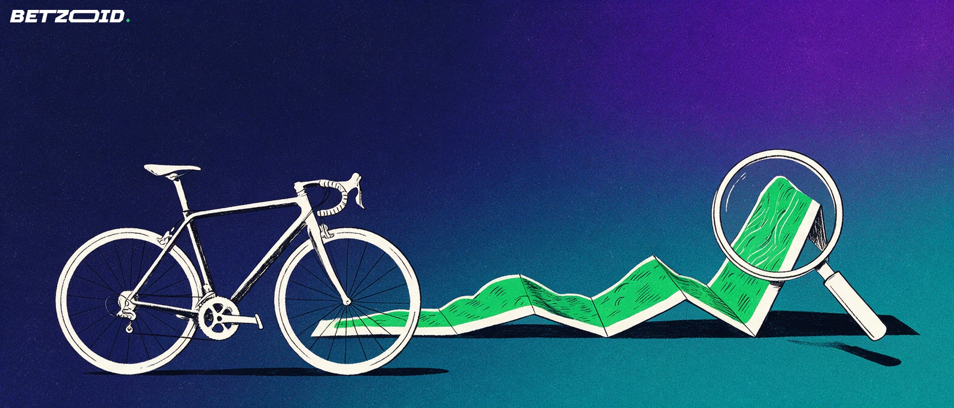 Un vélo de course et un parcours vallonné illustrent l’analyse d’une étape.