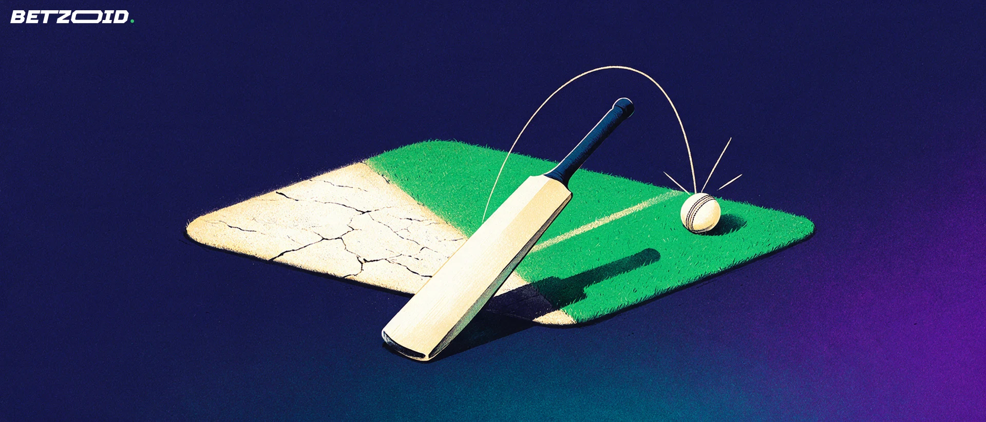 A cricket ball, bat and small pitch cutaway illustrate changing surface conditions.
