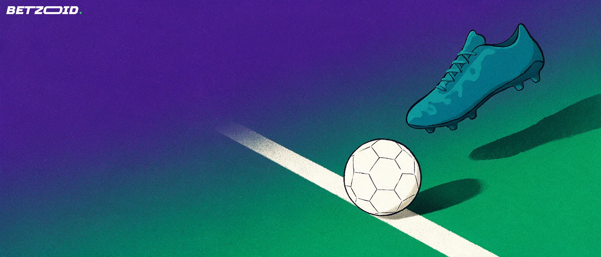 Voetbalschoen en bal bij de zijlijn.