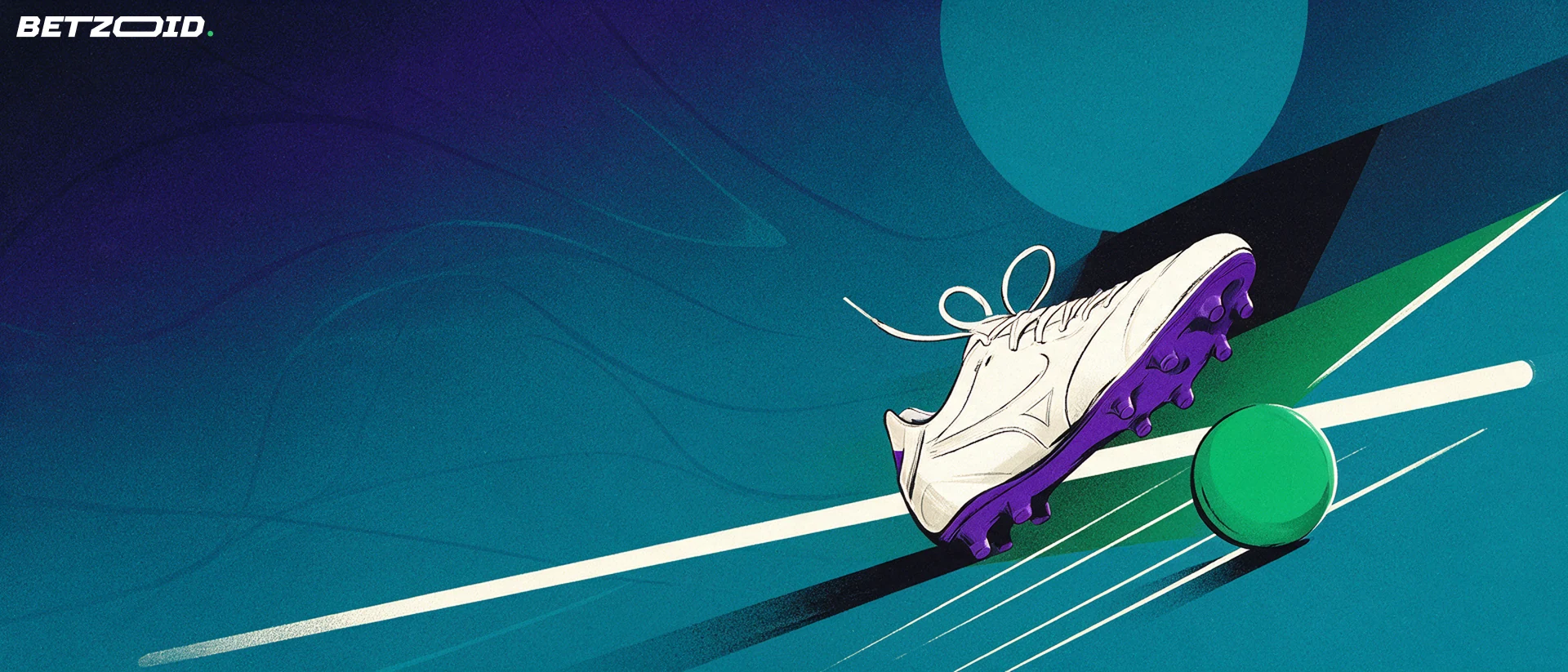 Scarpa da calcio e pallone vicino alla linea laterale.