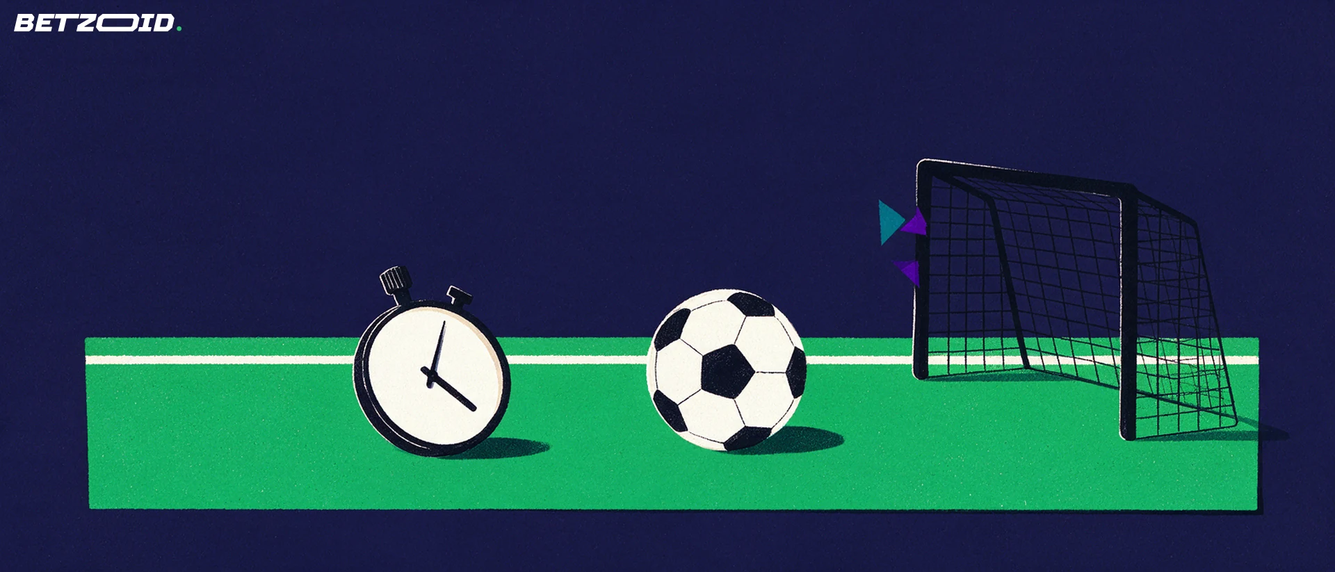 Illustrazione di un campo da calcio, un pallone e dell’analisi tattica.