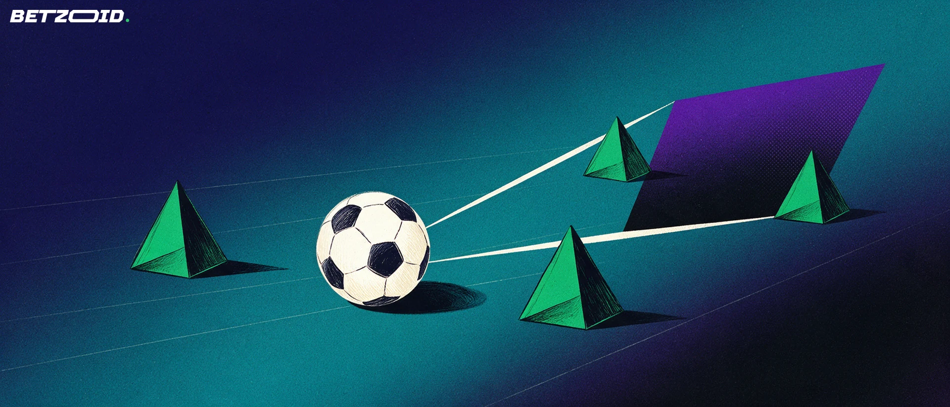 Trainingshütchen und Ball mit angedeuteten Passwegen.