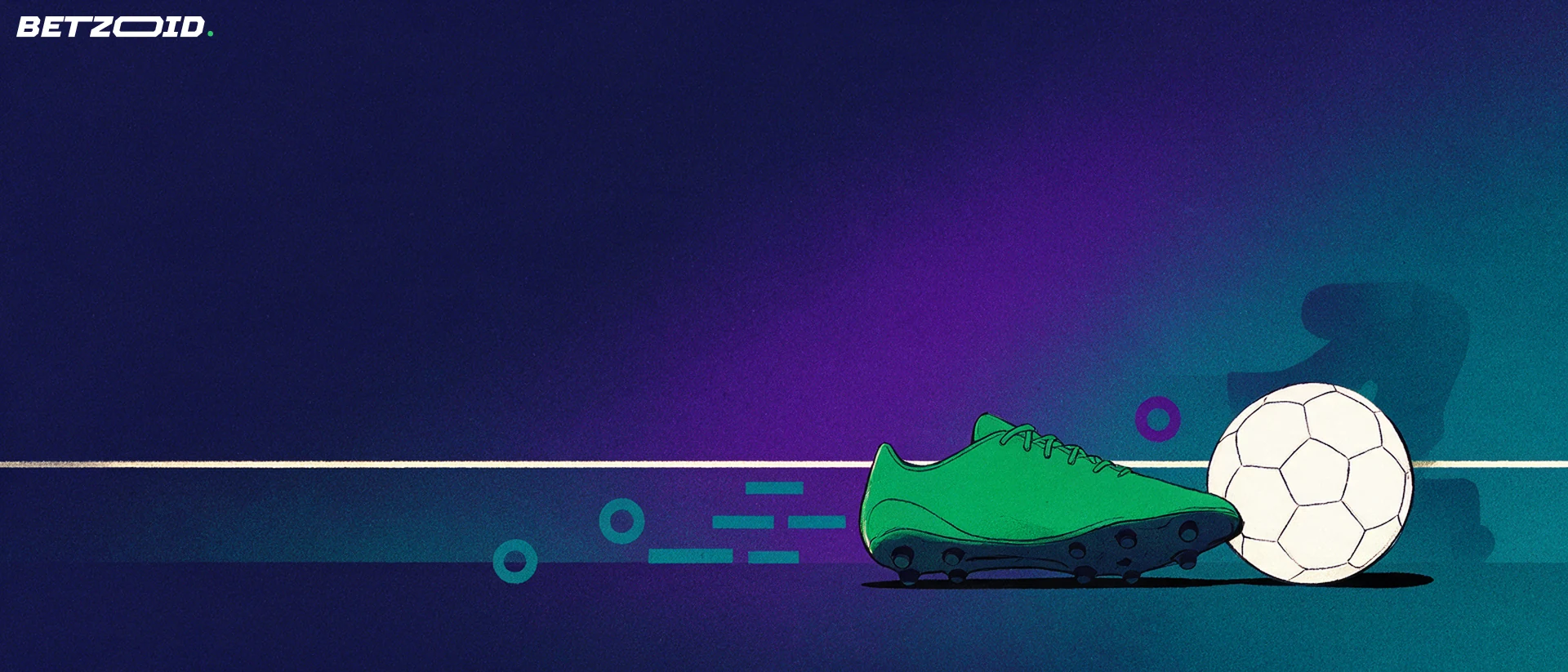 Fußballschuh und Ball an der Seitenlinie.