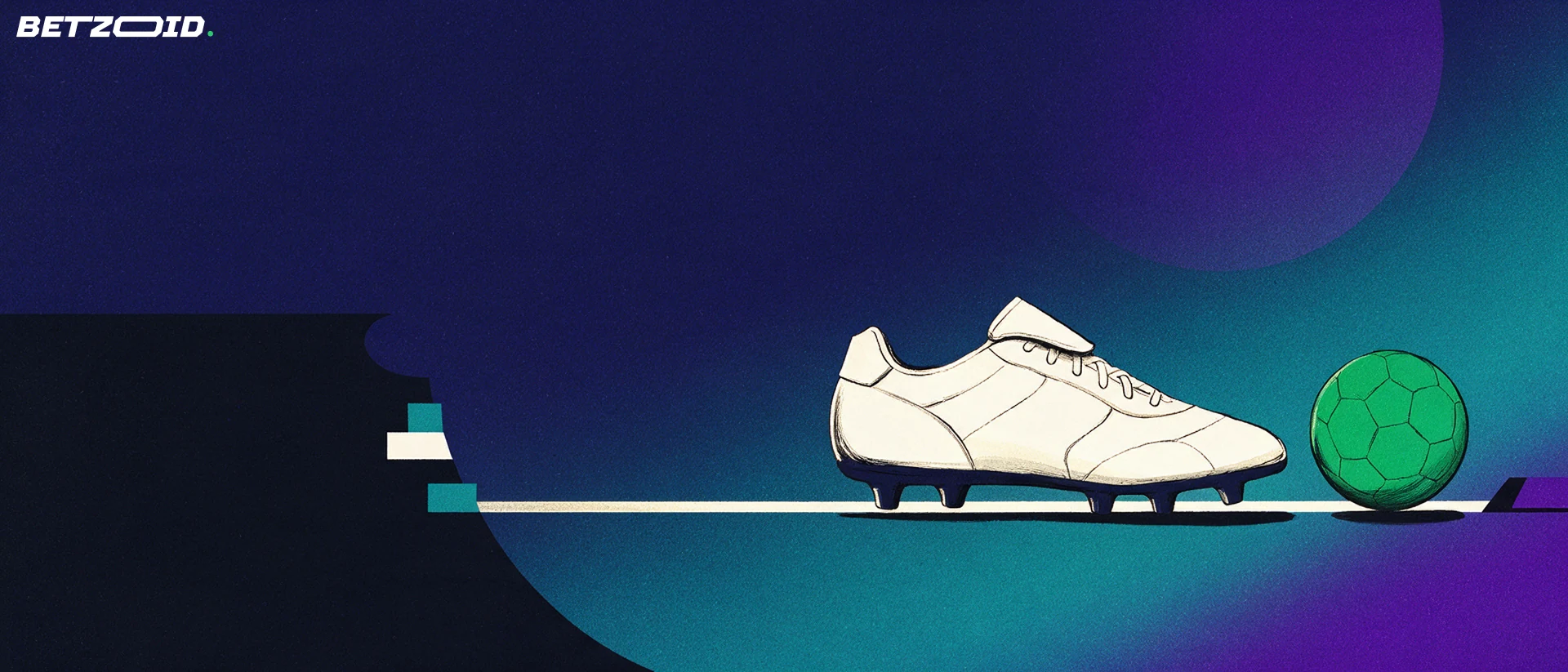 Fußballschuh und Ball an der Seitenlinie.