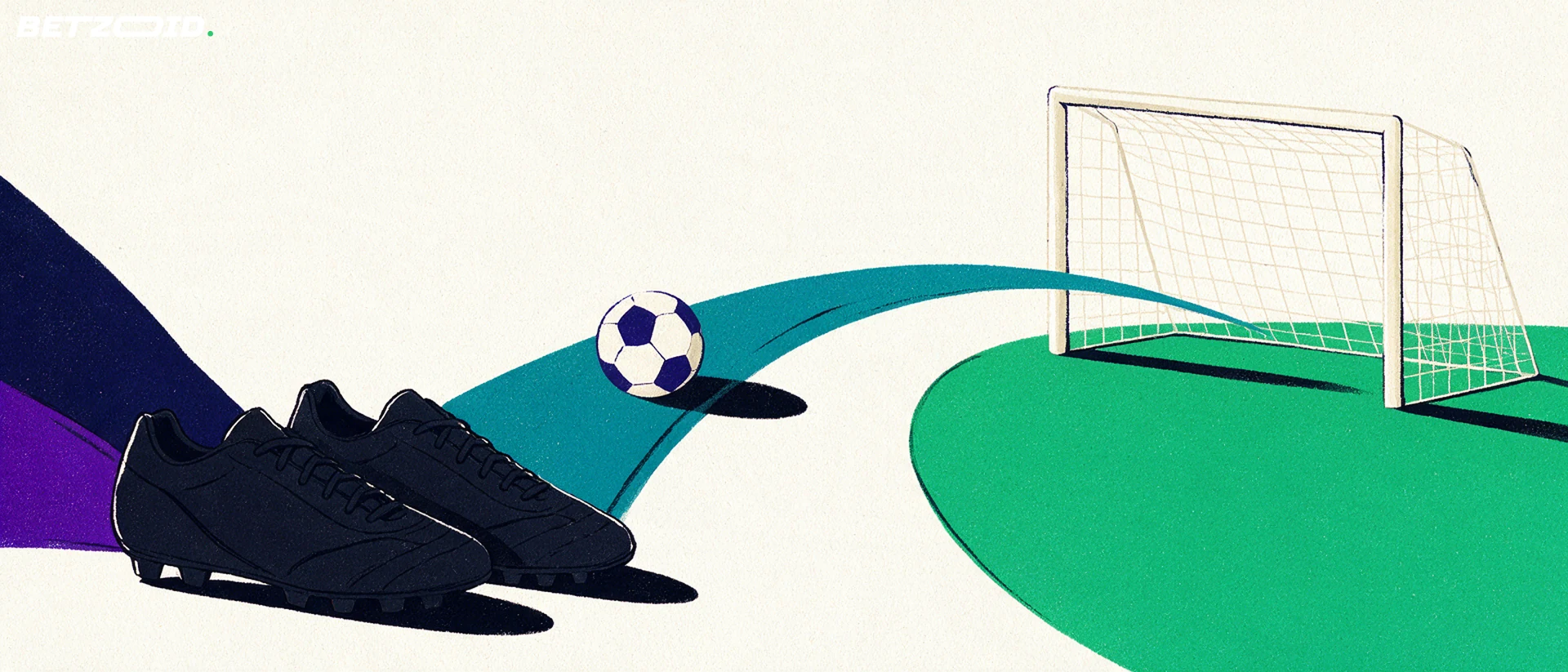 Ilustración de un campo, un balón y el análisis táctico del fútbol.